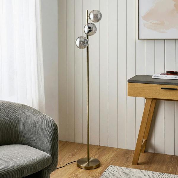 Pagazzi Lighting Tamara 3-Light Antique Brass Floor Lamp