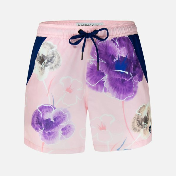 Randy Cow Pink Floral - Swim Shorts with Waterproof Pocket