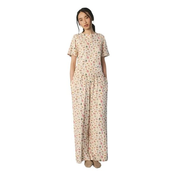 Cath Kidston Womens Centre Stage Print Pointelle Pyjama Set - Cream