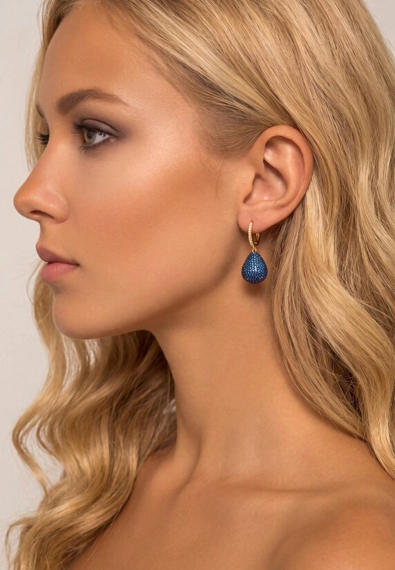 Latelita Valerie Pear Drop Gemstone Earrings Gold Sapphire Blue