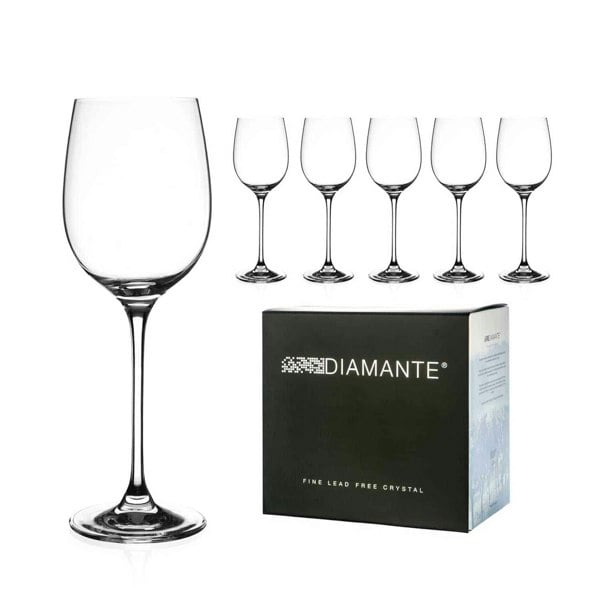 Diamante Moda Crystal White Wine Glasses - Set of 6