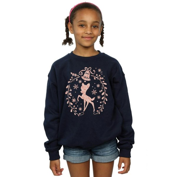 Disney Girls Bambi Christmas Wreath Sweatshirt - Navy Blue