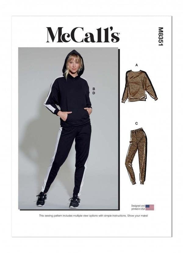 McCalls 8351 Paper Sewing Pattern – Women's Top, Sweater, Hoodie & Trousers, Intermediate