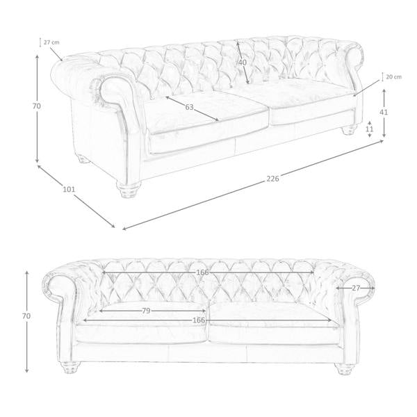 Angel Cerdá 3 seater chester sofa in cognac brown leather 6228