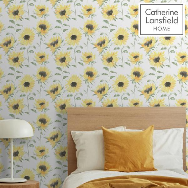 Catherine Lansfield Painted Sunflowers Yellow Wallpaper image 3