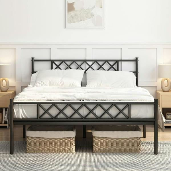 Metal Bed&nbsp;frame King 5ft&nbsp;Black Metal Frame with&nbsp;head&nbsp;and footboard&nbsp;–&nbsp;Felix