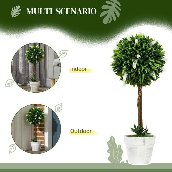 Wyld Haus Fano Neri Set Of 2 Artificial Flower Ball Trees In White With Pots For Indoor And Outdoor Styling 60cm