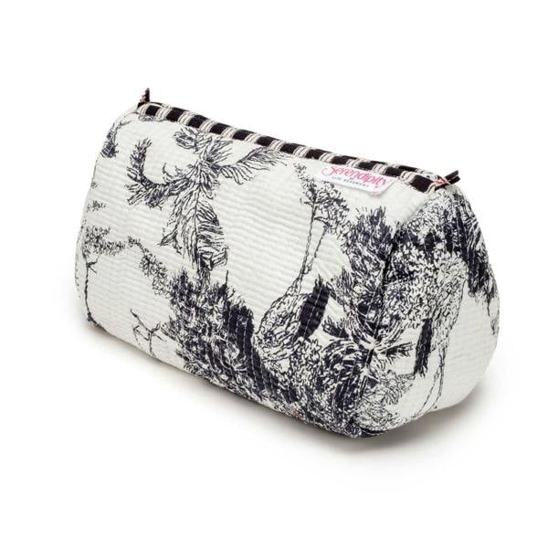 Elie Beaumont Serendipity Cotton Cosmetic Bag Set - Black / White Crane