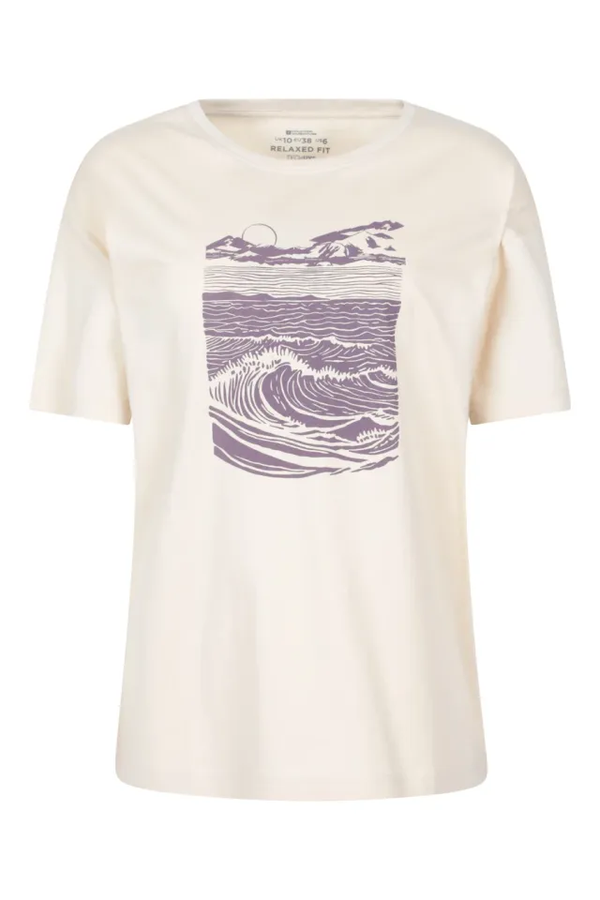 Mountain Warehouse Womens Waves Organic Cotton UV Protection T-Shirt - Beige