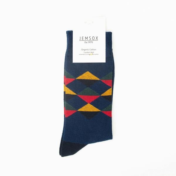 Jemsox Multi Diamond Pattern Organic Cotton Mens Socks | Comfort Welt Top