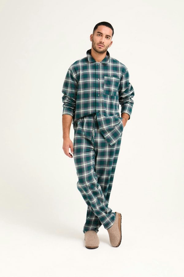 Mister You Plaid Pyjama Set in Green - Pajamas