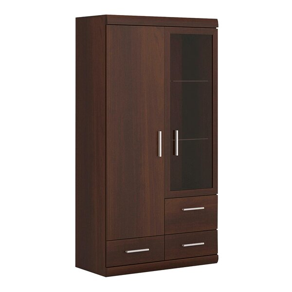 Wyld Haus Sonderborg Dark Mahogany Display Cabinet 2 Doors 3 Drawers