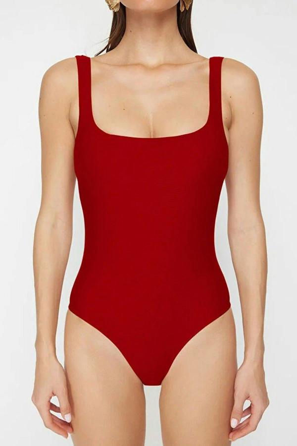 WOVCOR Square Neck Covered Regular Basic Swimsuit