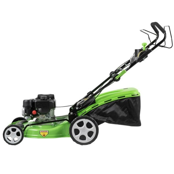 51cm 171cc 4-Stroke Petrol Lawnmower - Hand-Propelled Manual Grass Cutter Mower - LoopsDirect