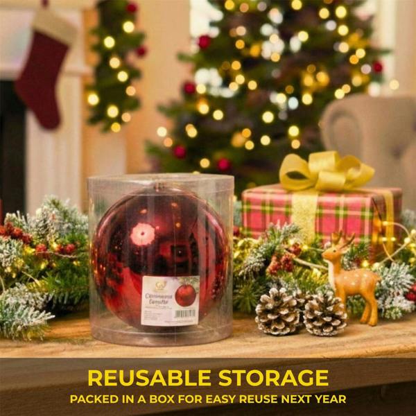 Shatchi 20cm Dark Red Glossy Christmas Bauble for Festive Trees, Mantels and Seasonal Home Décor