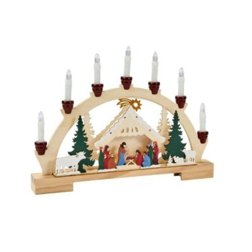 Samuel Alexander 33cm Battery Operated Wooden Christmas Candle Bridge with Nativity Scene and LEDs