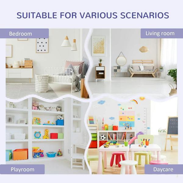 Gray kids bookcase shelf with six compartments for toys, books, and sundries