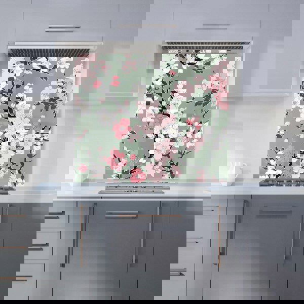 Warren Reed - Designer Pink Floral Abstract Pattern Kitchen Splashback