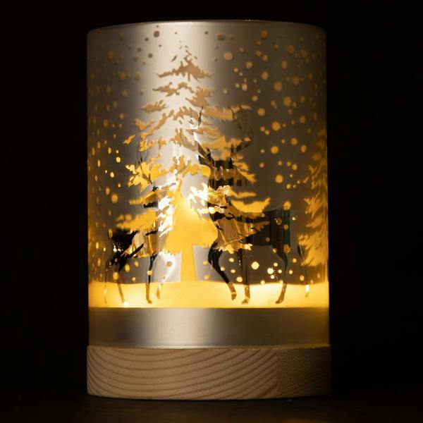 15cm and 20cm Christmas Decorated Vase Table Lamp, Forest Snowfall Scene, Silver, Warm White LED image 9