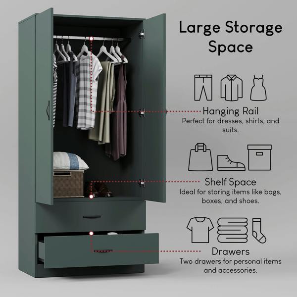 Vida Designs Riano 2 Door 2 Drawer Wardrobe