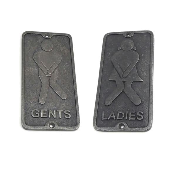 Antique Cast Iron Toilet Door Signs - 150mm x 75mm