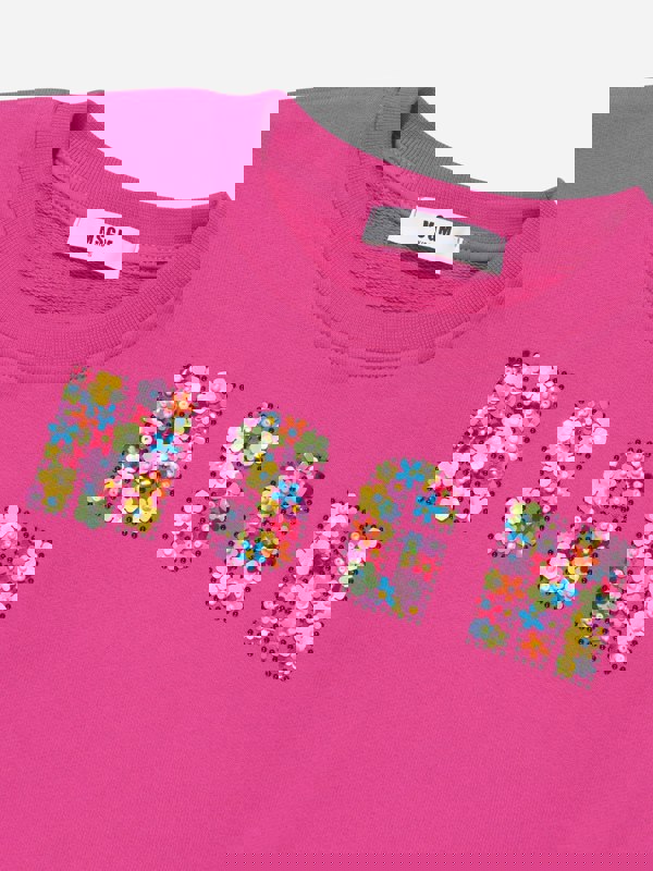 MSGM Girls Cropped Logo Sweatshirt in Pink