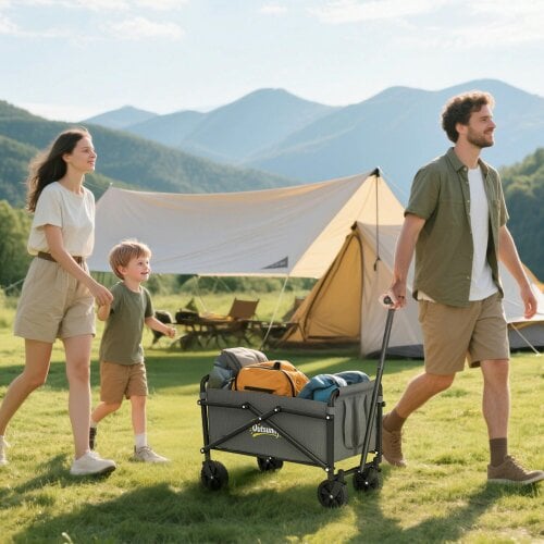 Outsunny 41L Festival Trolley, 60kg Heavy Duty Folding Trolley Cart, Grey