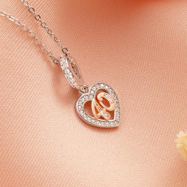 Parus Home 40th Birthday Heart Charm Necklace Sterling Silver