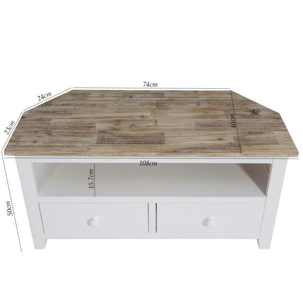 Statement Furniture Florence Wooden Corner TV Unit With 2 Drawers and Shelf