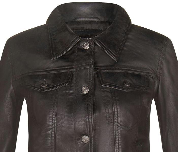 Infinity Leather Womens Leather Trucker Jeans Jacket-Anderlecht