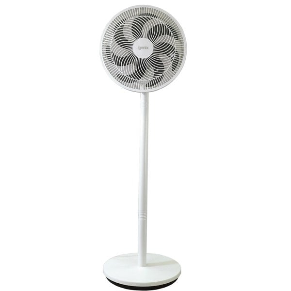 igenix 12 Inch Pedestal Fan, 7 Blades, 3 Speeds, White