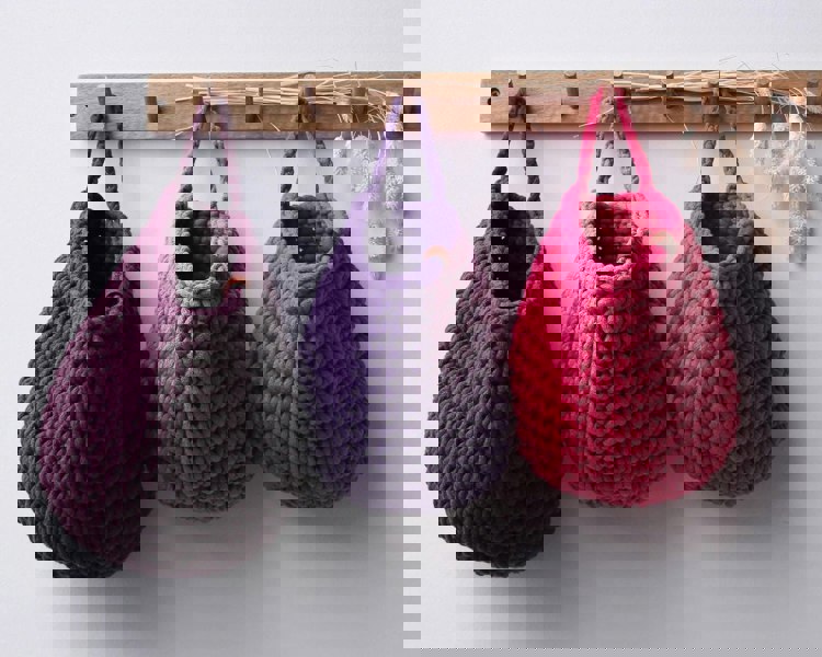 Zuri House Crochet hanging bags | AUBERGINE