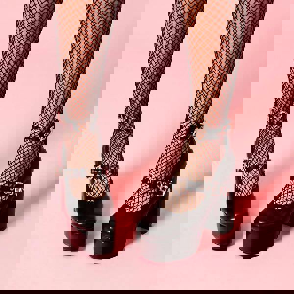 Lamoda Walk With Faith Black PU Chunky Platform Heels Gothic Party Shoes