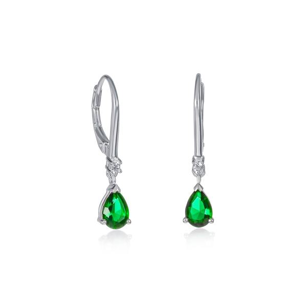 namana 925 Sterling Silver Green Pear Drop Cubic Zirconia Leverback Dangle Earrings