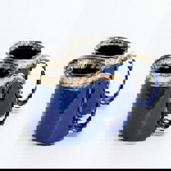 Royal blue reactive glaze mugs