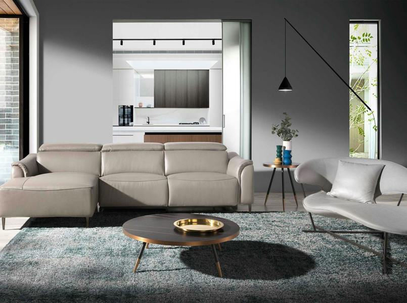 Angel Cerdá Round Corner Table in Porcelain Marble and Black Steel 2069