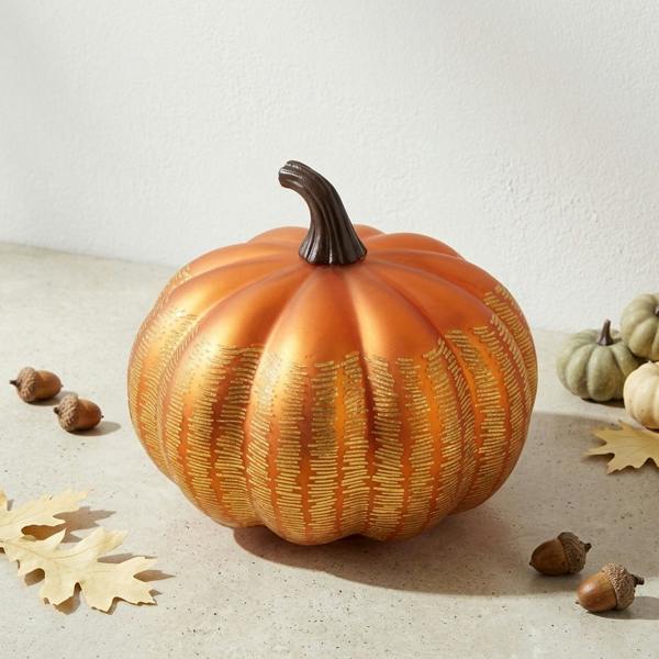 Garden Greatness Autumnal Glass Pumpkin LED Light