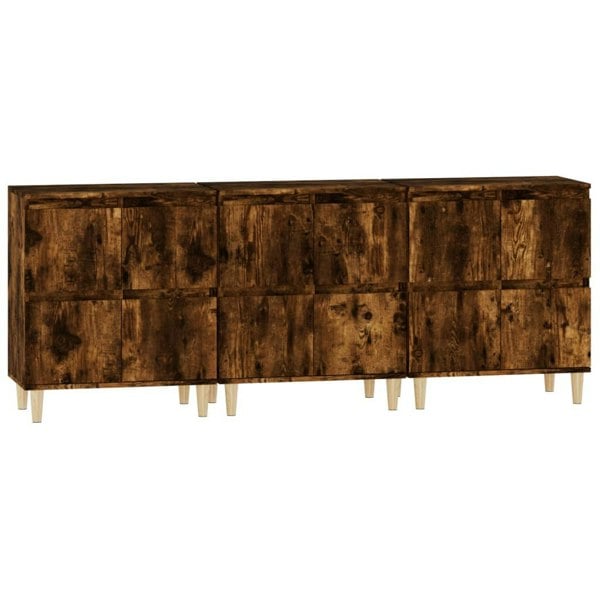Berkfield Sideboards 3 pcs Smoked Oak 60x35x70 cm Engineered Wood