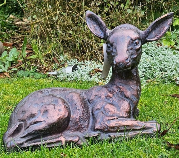 Inspirational Gifting Laying Fawn Garden Sculpture Deer Ornament