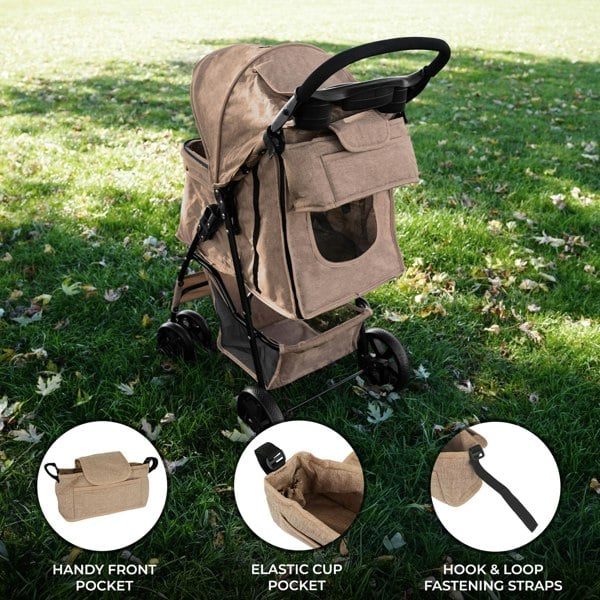 Monstershop Pet Stroller Caddy Bag - Woven Beige