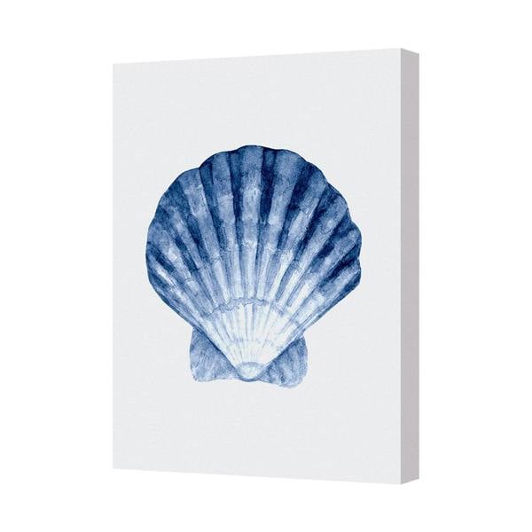 Benjamin Tate Design Blue Seashell Canvas Wall Art Print For Coastal Home Decor