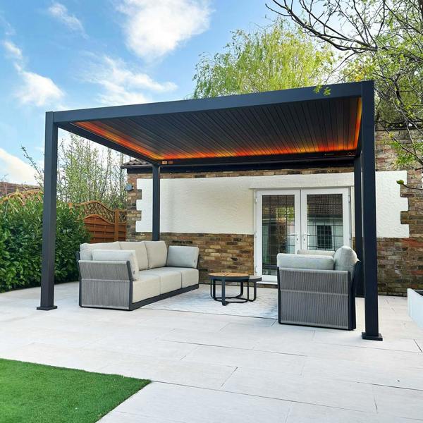 Ocean Designs Tivoli E-LED 4m x 3m Grey Frame Free Standing Pergola