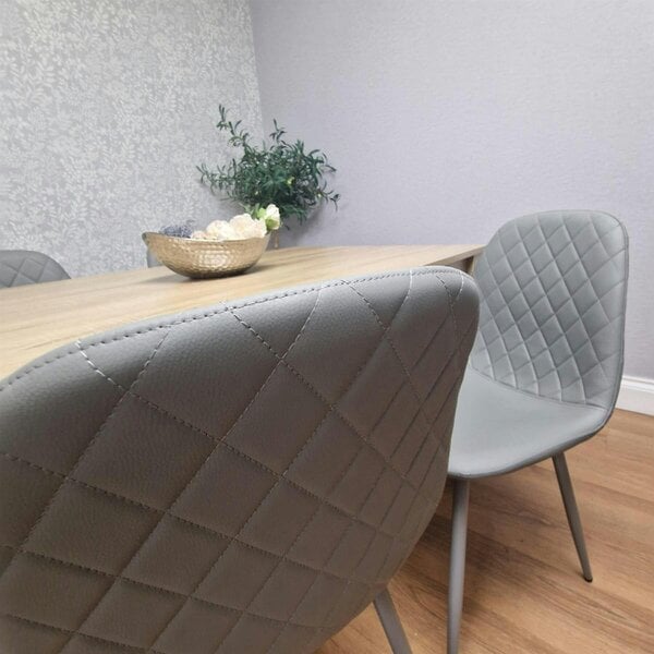 Kosy Koala Oak Effect table with 4 Grey Faux Leather Gem Chairs Modern Kitchen Dining Furniture