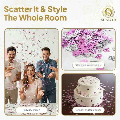 30th Birthday Pink and Silver Foil Confetti Decoration Pack for Party Tables image 8