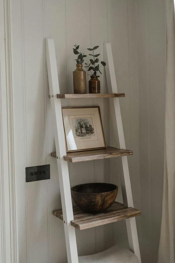 Statement Furniture Florence Ladder Shelf Wooden Shelving Unit Lean-Up Shelf