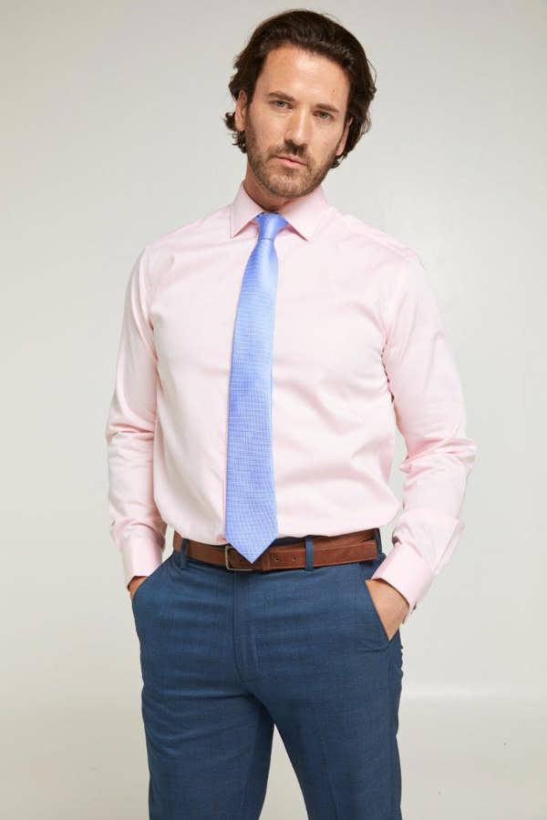 Tailored Fit Pink Non-Iron Pure Cotton Twill Shirt