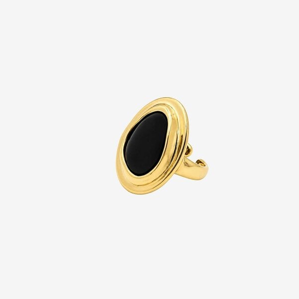 Uchi & Soto Enso Black Stone And Molten Gold Ring
