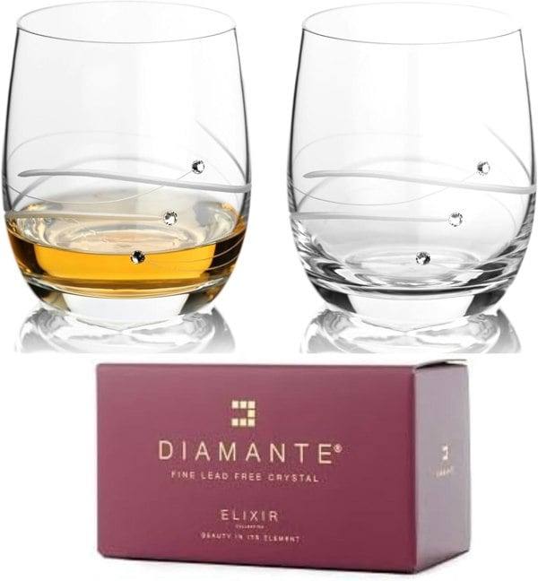 Diamante Fantasy Short Whisky Tumblers Adorned with Swarovski® Crystals - Set of 2