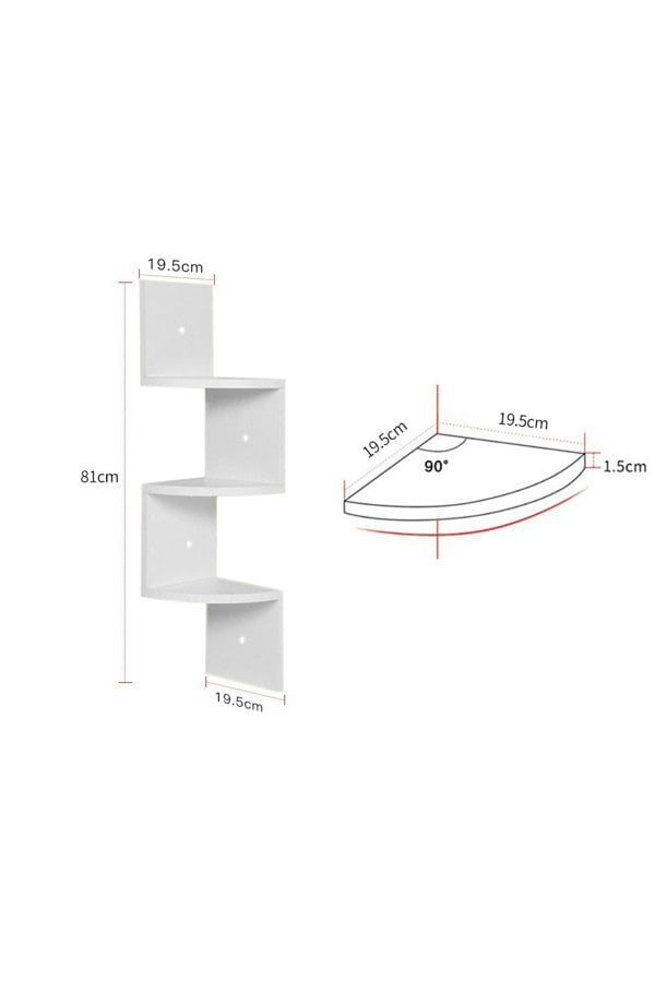 Living and Home 3-Tier Wooden Zigzag Floating Corner Shelves