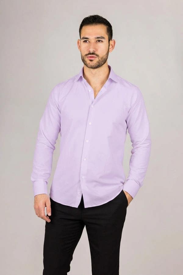 TruClothing Men's Lilac Double Cuff Oxford Shirt